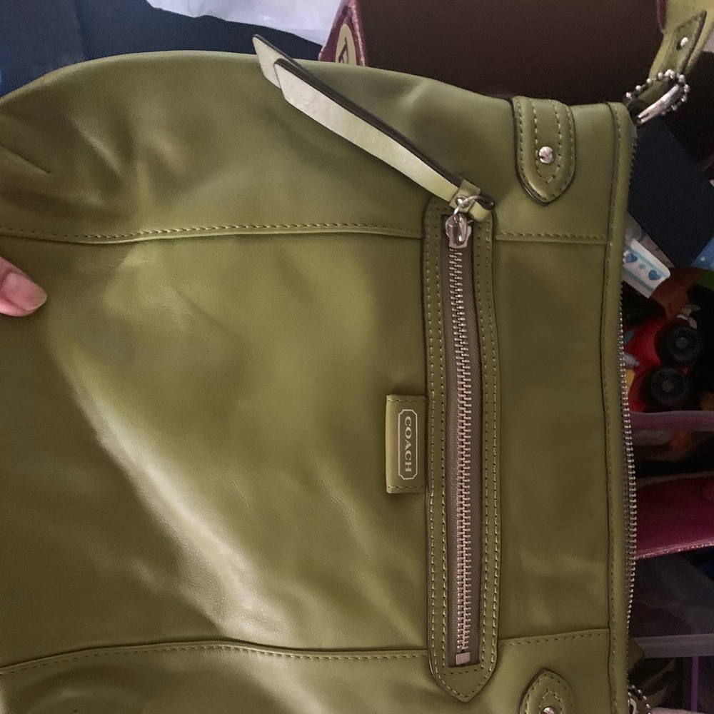 Genuine Green Leather Coach crossbody